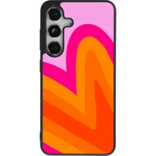 Coque Samsung Galaxy S25 - Silicone rigide noir Valentine 2024 heart gradient