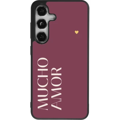 Coque Samsung Galaxy S25 - Silicone rigide noir Valentine 2024 mucho amor rosado