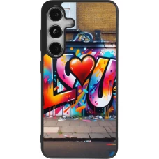 Coque Samsung Galaxy S25 - Silicone rigide noir Valentine 2025 Love U Tag