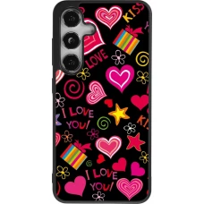 Coque Samsung Galaxy S25 - Silicone rigide noir Valentine 2023 love symbols