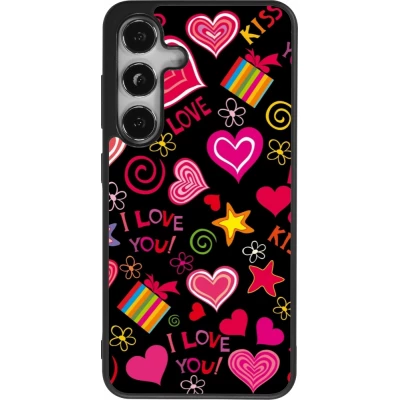 Coque Samsung Galaxy S25 - Silicone rigide noir Valentine 2023 love symbols