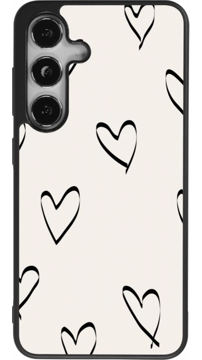 Coque Samsung Galaxy S25 - Silicone rigide noir Valentine 2023 minimalist hearts