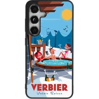 Coque Samsung Galaxy S25 - Silicone rigide noir Verbier Mountain Jacuzzi