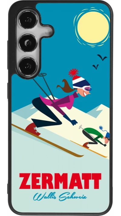 Coque Samsung Galaxy S25 - Silicone rigide noir Zermatt Ski Downhill