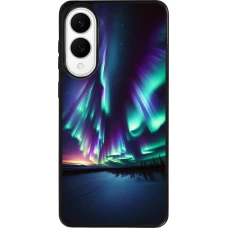Coque Samsung Galaxy S25 Edge - Silicone rigide noir Aurore Boréale Étincelante