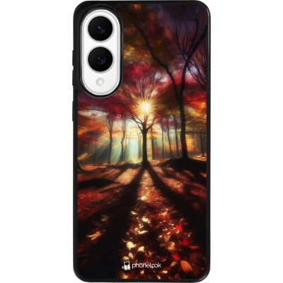 Coque Samsung Galaxy S25 Edge - Silicone rigide noir Automne doré glare