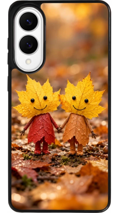 Coque Samsung Galaxy S25 Edge - Silicone rigide noir Autumn 26 Couple of leaves
