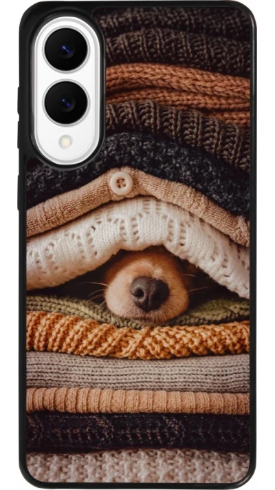 Coque Samsung Galaxy S25 Edge - Silicone rigide noir Autumn 26 Dog under the covers