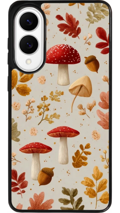 Coque Samsung Galaxy S25 Edge - Silicone rigide noir Autumn 26 Mushrooms and leaves