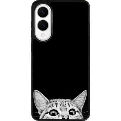 Coque Samsung Galaxy S25 Edge - Silicone rigide noir Cat Looking Up Black