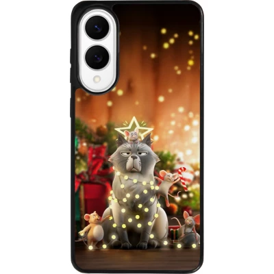 Coque Samsung Galaxy S25 Edge - Silicone rigide noir Christmas 25 Xmas Cat