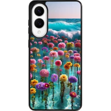 Samsung Galaxy S25 Edge Case Hülle - Silikon schwarz Blumenmeer Wellen