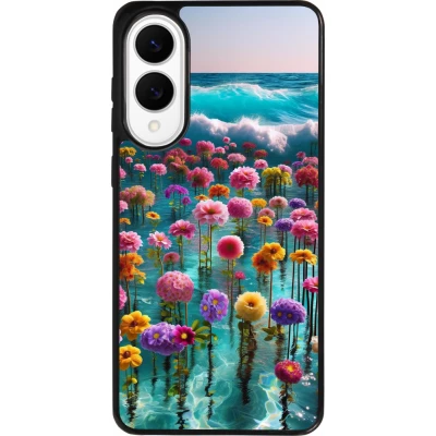 Samsung Galaxy S25 Edge Case Hülle - Silikon schwarz Blumenmeer Wellen