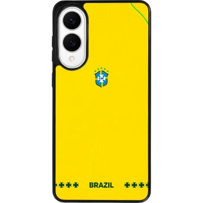 Coque Samsung Galaxy S25 Edge - Silicone rigide noir Maillot de football Bresil 2026 personnalisable