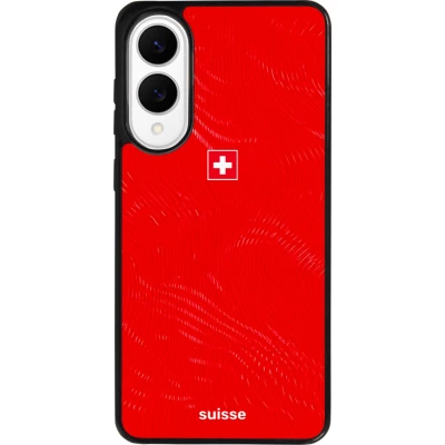 Coque Samsung Galaxy S25 Edge - Silicone rigide noir Maillot de football Suisse 2026 personnalisable
