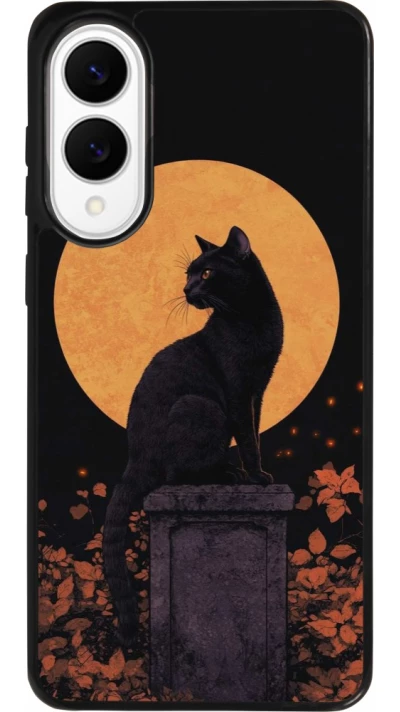 Coque Samsung Galaxy S25 Edge - Silicone rigide noir Halloween 2026 Cat Art Nouveau