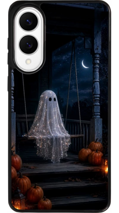 Coque Samsung Galaxy S25 Edge - Silicone rigide noir Halloween 2026 Ghost on a swing