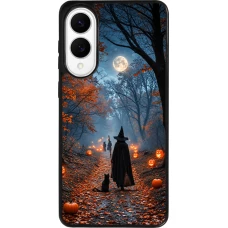 Coque Samsung Galaxy S25 Edge - Silicone rigide noir Halloween 2026 Witch with a cat