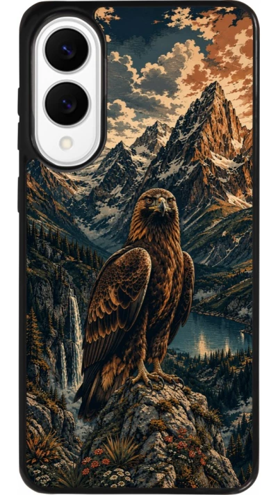 Coque Samsung Galaxy S25 Edge - Silicone rigide noir Linocut Aigle Royal