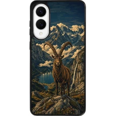 Coque Samsung Galaxy S25 Edge - Silicone rigide noir Linocut Bouquetin