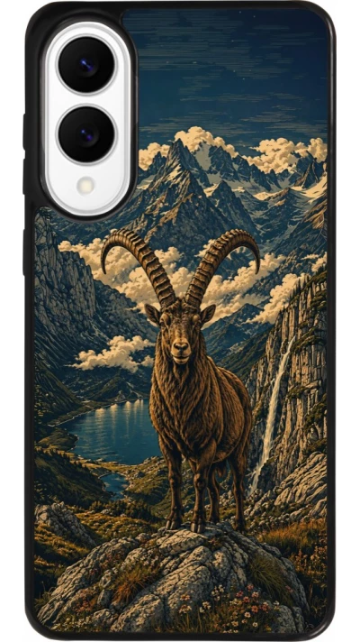 Coque Samsung Galaxy S25 Edge - Silicone rigide noir Linocut Bouquetin