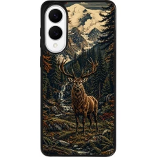 Coque Samsung Galaxy S25 Edge - Silicone rigide noir Linocut Cerf