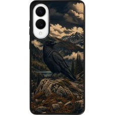 Samsung Galaxy S25 Edge Case Hülle - Silikon schwarz Linocut Grosser Rabe