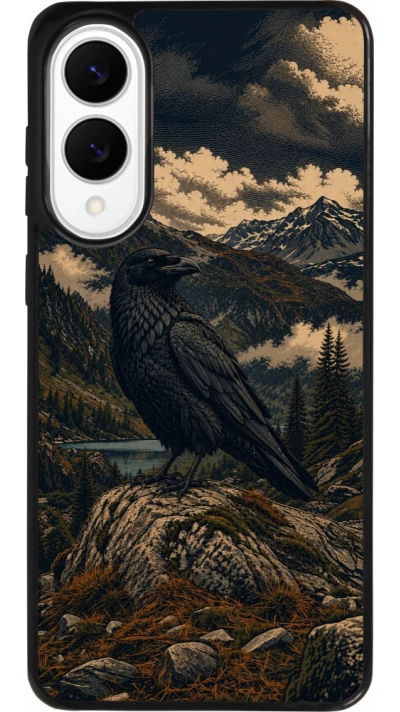 Coque Samsung Galaxy S25 Edge - Silicone rigide noir Linocut Grand Corbeau