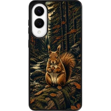 Coque Samsung Galaxy S25 Edge - Silicone rigide noir Linocut Ecureuil