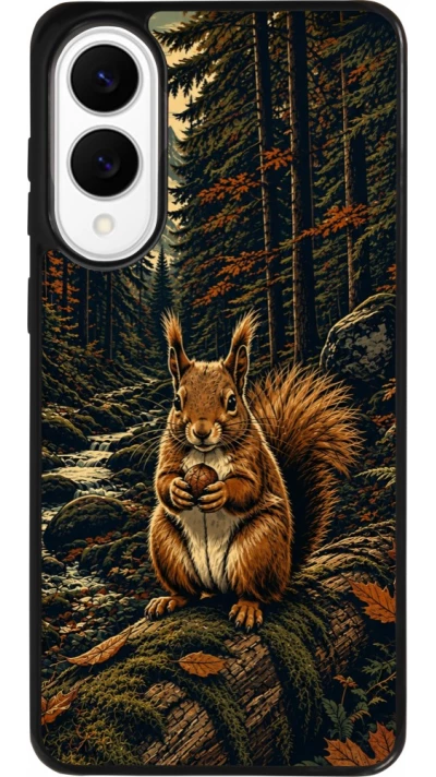 Coque Samsung Galaxy S25 Edge - Silicone rigide noir Linocut Ecureuil