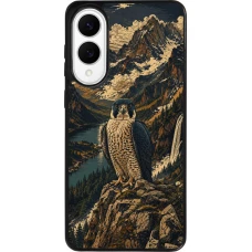 Samsung Galaxy S25 Edge Case Hülle - Silikon schwarz Linocut Wanderfalke