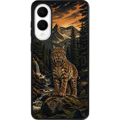 Coque Samsung Galaxy S25 Edge - Silicone rigide noir Linocut Lynx