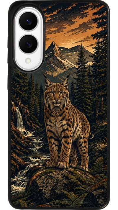 Coque Samsung Galaxy S25 Edge - Silicone rigide noir Linocut Lynx