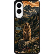 Samsung Galaxy S25 Edge Case Hülle - Silikon schwarz Linocut Murmeltier