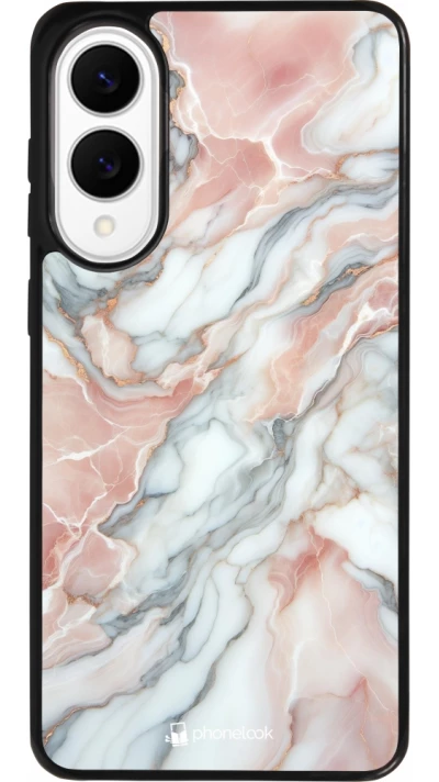 Samsung Galaxy S25 Edge Case Hülle - Silikon schwarz Rosa Leuchtender Marmor
