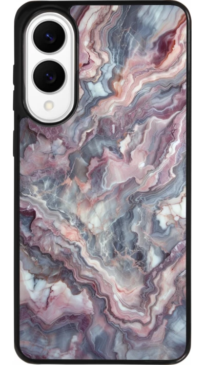 Samsung Galaxy S25 Edge Case Hülle - Silikon schwarz Violetter silberner Marmor
