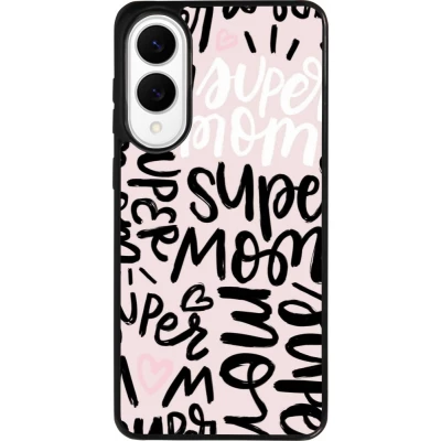 Coque Samsung Galaxy S25 Edge - Silicone rigide noir Mom 2024 Super mom