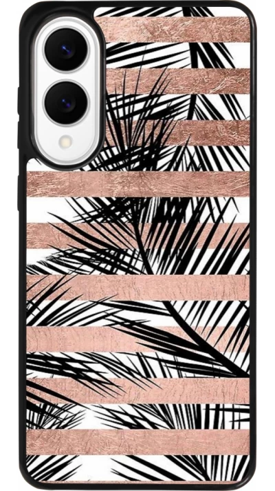 Samsung Galaxy S25 Edge Case Hülle - Silikon schwarz Palm trees gold stripes