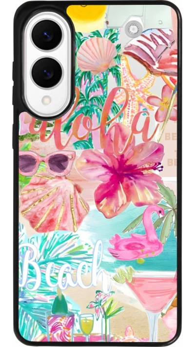 Samsung Galaxy S25 Edge Case Hülle - Silikon schwarz Preppy Collage Aloha