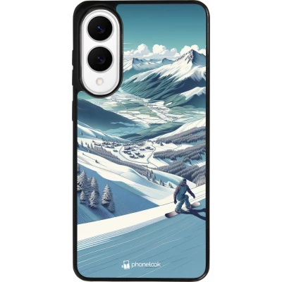 Coque Samsung Galaxy S25 Edge - Silicone rigide noir Snowboarder Montagne