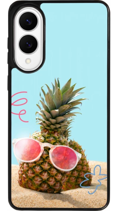 Coque Samsung Galaxy S25 Edge - Silicone rigide noir Pineapple with glasses Summer 2026