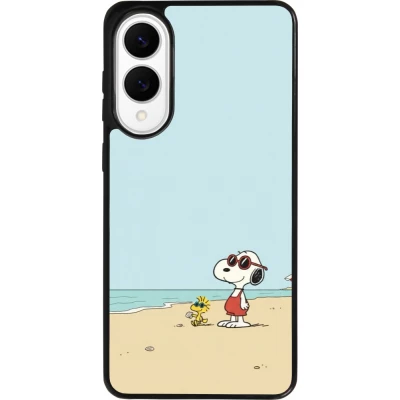 Coque Samsung Galaxy S25 Edge - Silicone rigide noir Snoopy on the beach Summer 2026