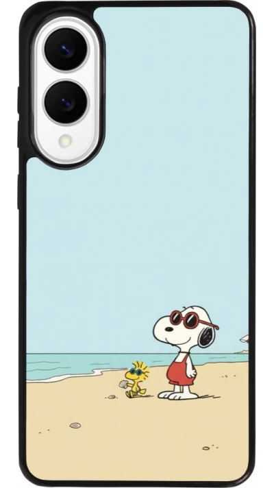 Coque Samsung Galaxy S25 Edge - Silicone rigide noir Snoopy on the beach Summer 2026