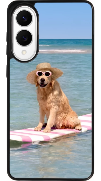 Samsung Galaxy S25 Edge Case Hülle - Silikon schwarz Summer Dog on Paddle