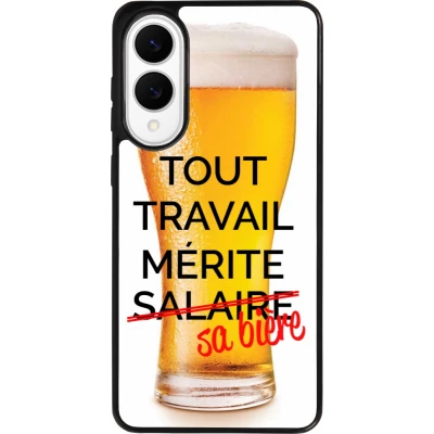 Coque Samsung Galaxy S25 Edge - Silicone rigide noir Tout travail mérite sa bière