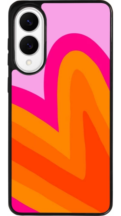 Coque Samsung Galaxy S25 Edge - Silicone rigide noir Valentine 2024 heart gradient
