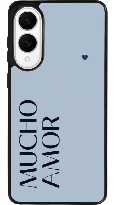 Coque Samsung Galaxy S25 Edge - Silicone rigide noir Valentine 2024 mucho amor azul