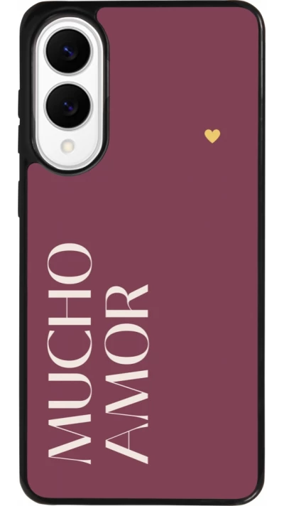 Coque Samsung Galaxy S25 Edge - Silicone rigide noir Valentine 2024 mucho amor rosado