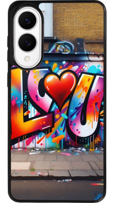 Coque Samsung Galaxy S25 Edge - Silicone rigide noir Valentine 2025 Love U Tag