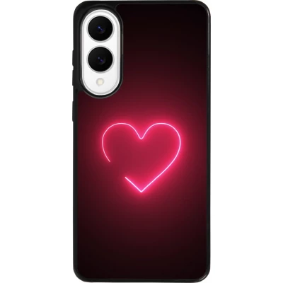 Coque Samsung Galaxy S25 Edge - Silicone rigide noir Valentine 2023 single neon heart